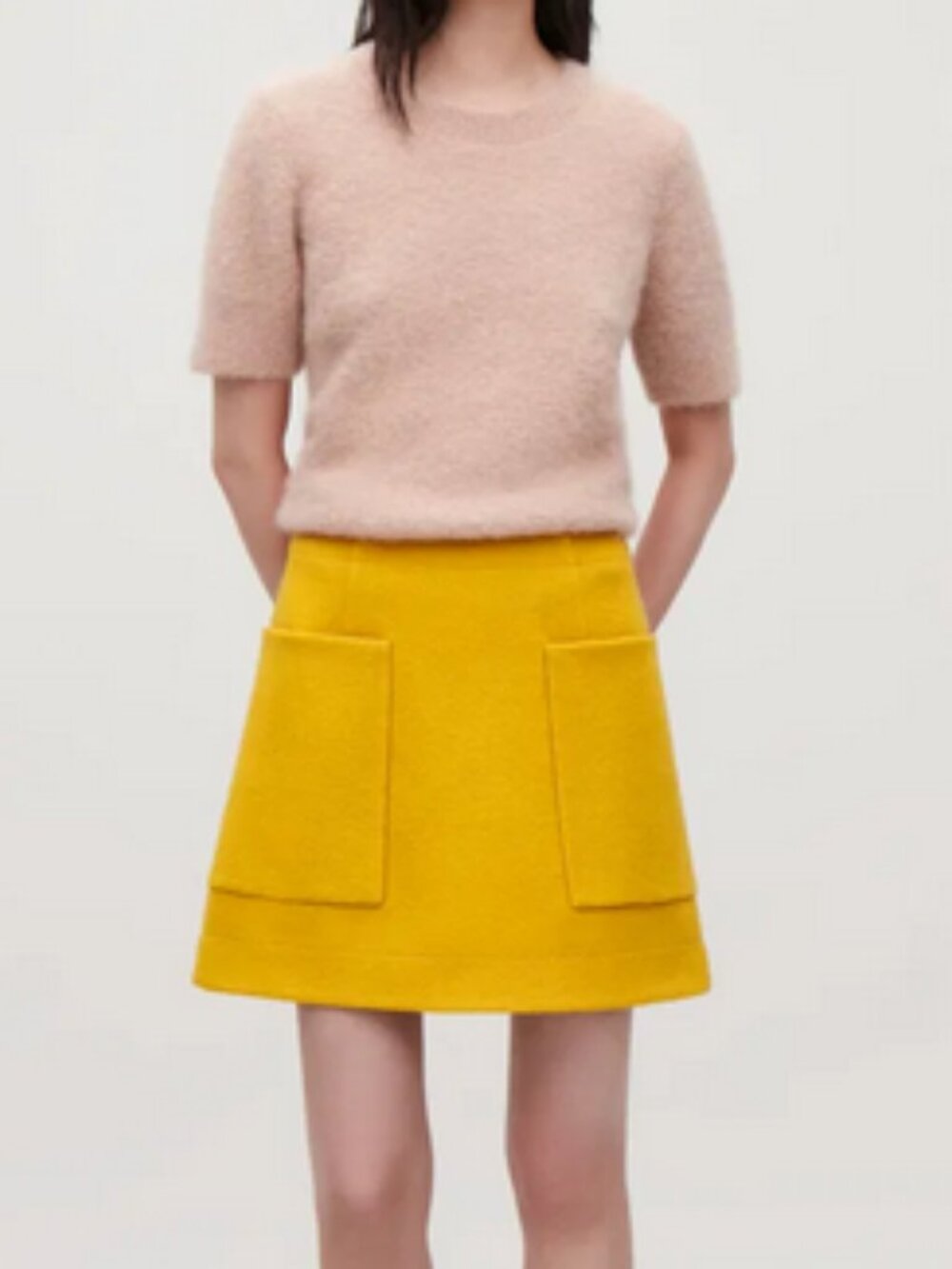 COS wool yellow a-line skirt
